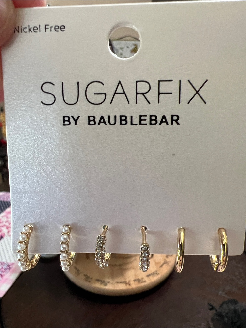 Sugarfix by BaubleBar Gold Pearl & Crystal Huggie Earring Set
